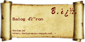 Balog Áron névjegykártya