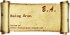 Balog Áron névjegykártya